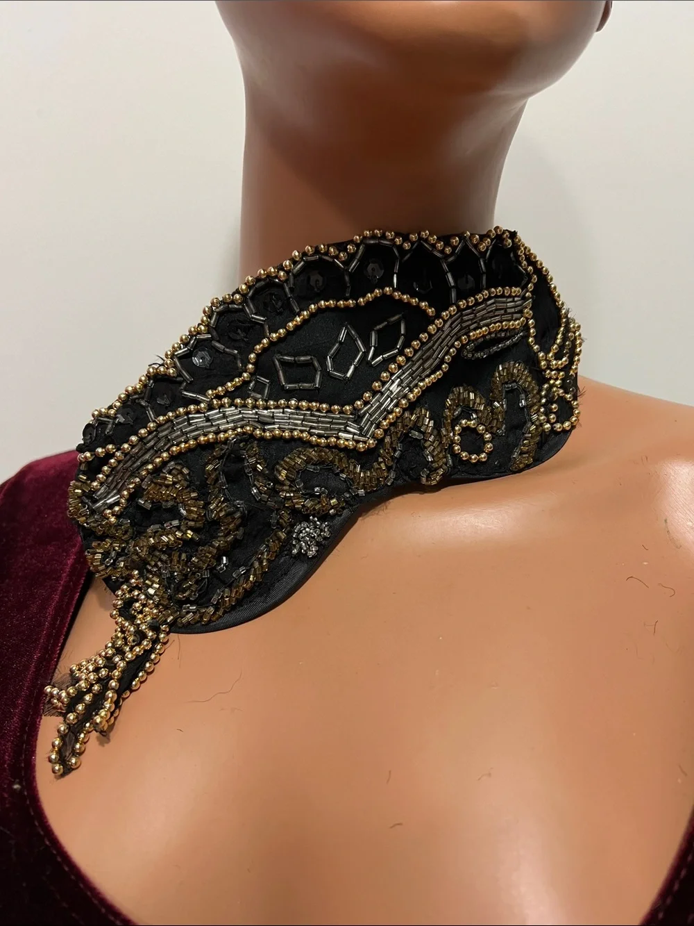 Elegant  Headpiece Burlesque Beaded Boudoir Eye Mask